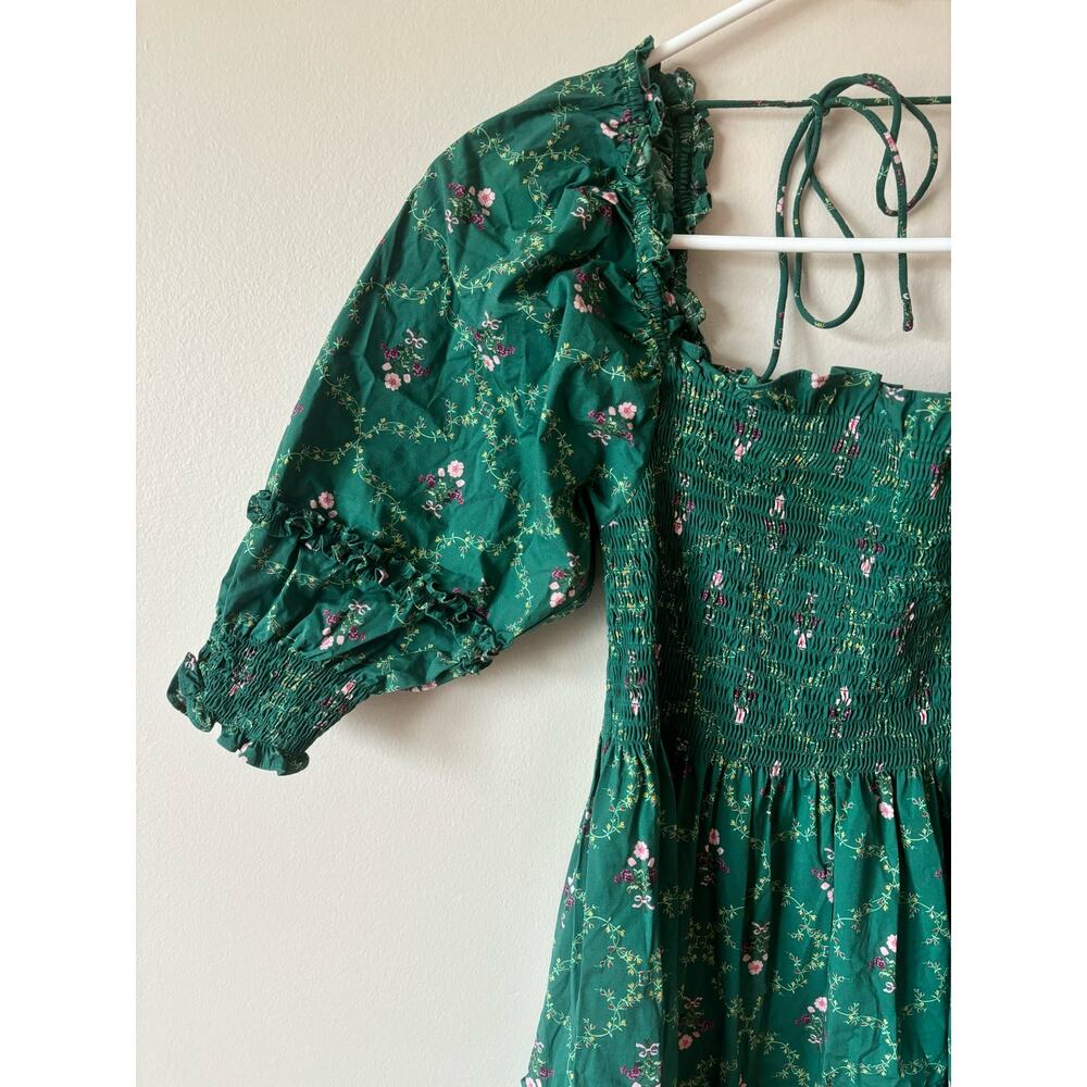 HILL HOUSE Home Nesli Emerald Trellis Dress Midi S - Picture 4 of 12